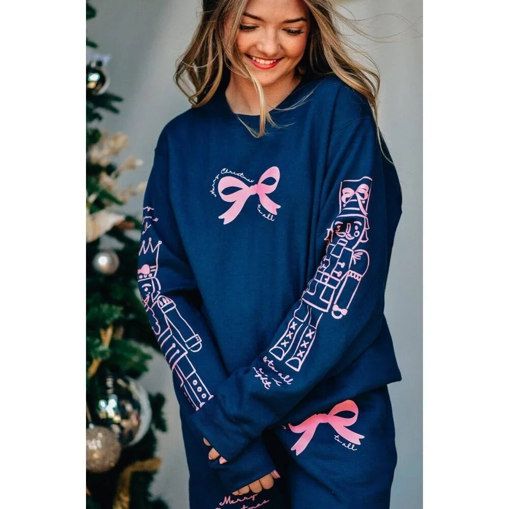 Nutcracker Bows Navy Sweatshirt